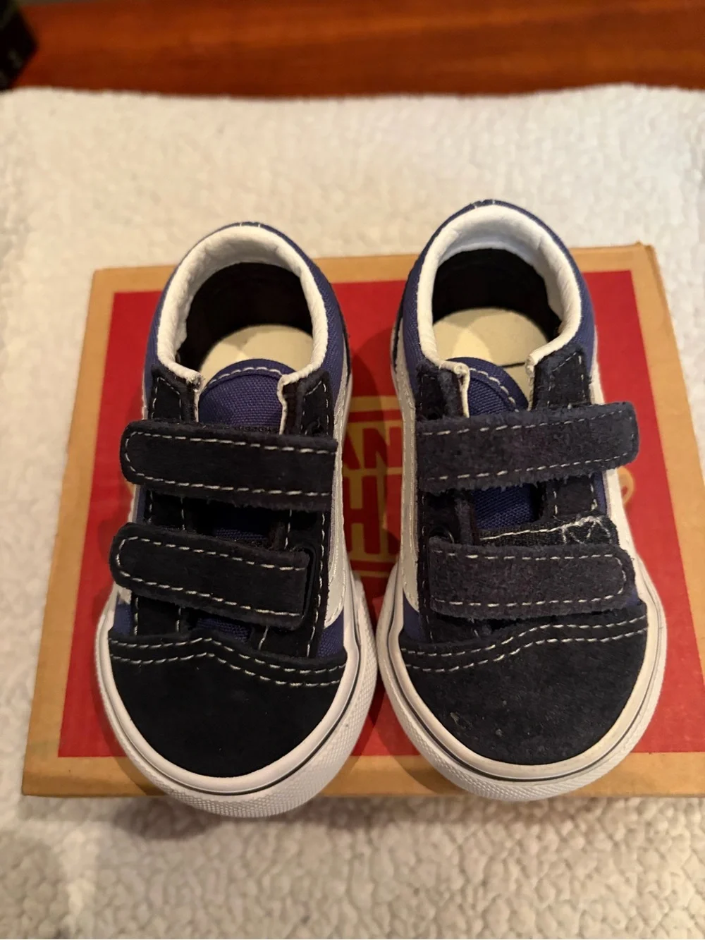 Vans Navy Blue and White Baby Walker Sneakers